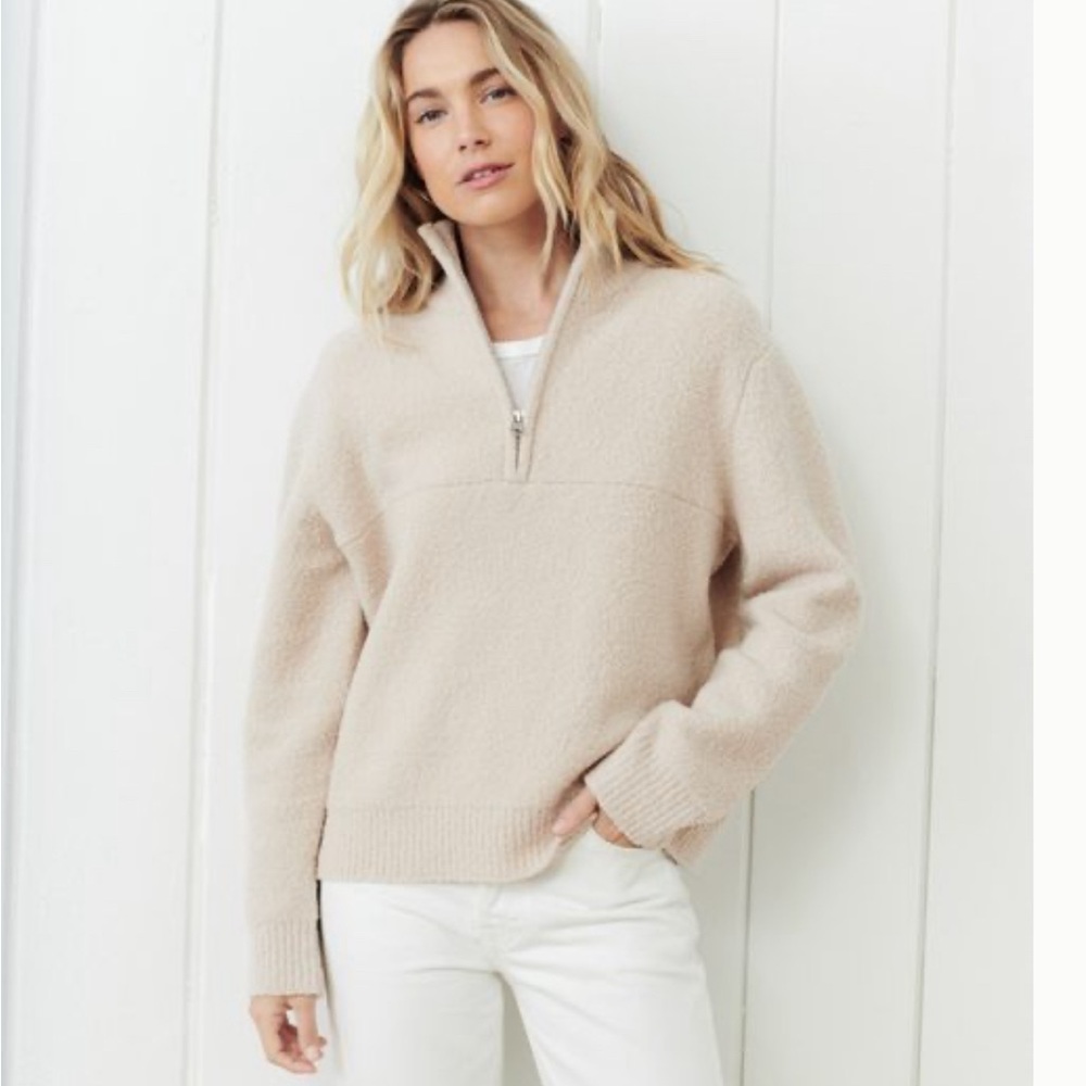 Jenni Kayne boucle half zip in Sand - M